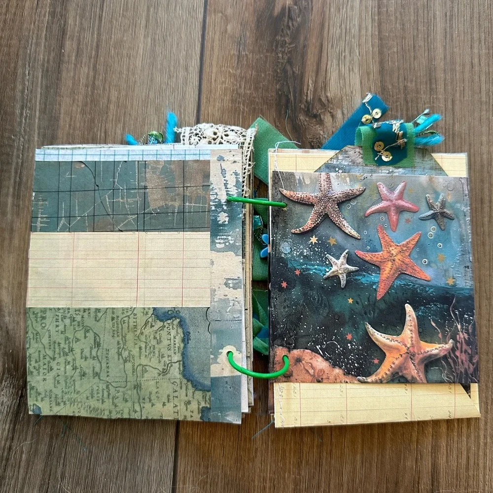 Fish-Themed Junk Journal with Teal Accents